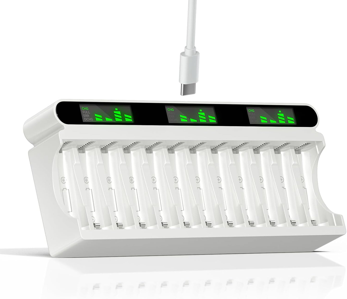 Mspalocell 12 Bay AA AAA Battery Charger, USB High-Speed Charging, Independent Slot, for Ni-MH Ni-CD Rechargeable