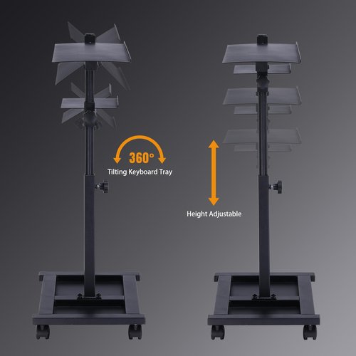 GTPLAYER Adjustable Racing Standing Keyboard and Mouse Tray Rolling with Wheels for Gaming Wheel Stand Simulator Cockpit (Black)