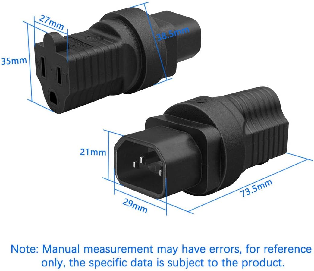 TEWOXIN 5 IEC320 C14 5-15R Plug,3-Prong 125V 15A,for PCS to Power Adapter US Standard Grounding Connector, Computer