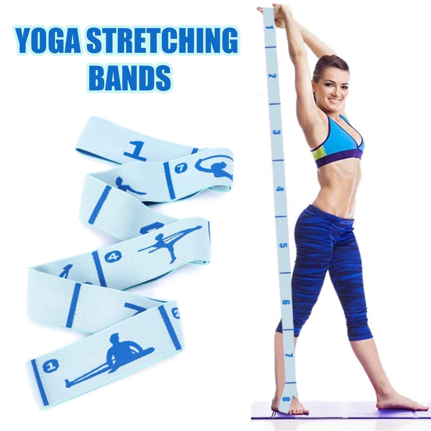 Elastic Yoga Stretching Strap with Loops, CEILIWEN Stretch Straps for Physical Therapy, Pilates Stretch Band, Elastic Exercise Bands, Leg Stretching Strap, Stretch Resistance Bands for Exercise