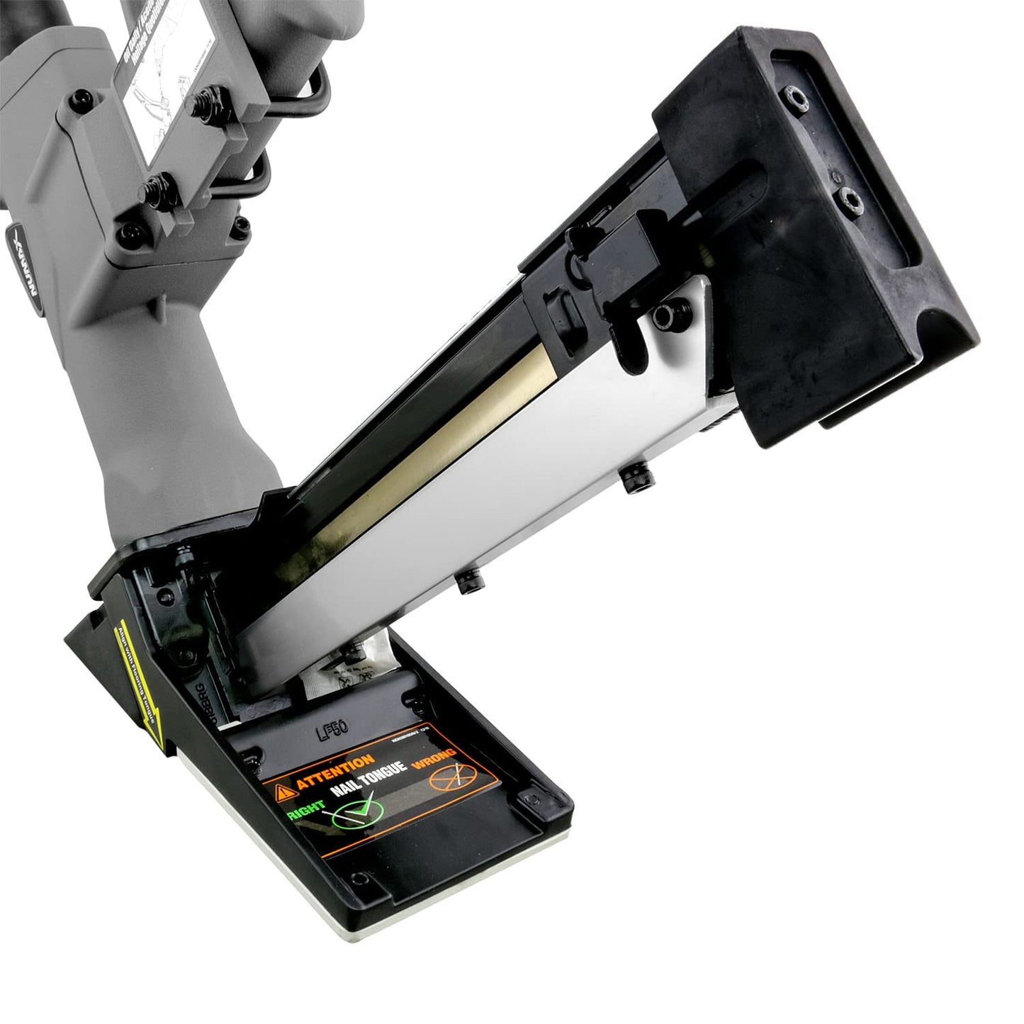 NuMax SFL618 Pneumatic 3-in-1 15.5-Gauge and 16-Gauge 2" Flooring Nailer / Stapler with Flooring Mallet and Interchangeable Base Plates