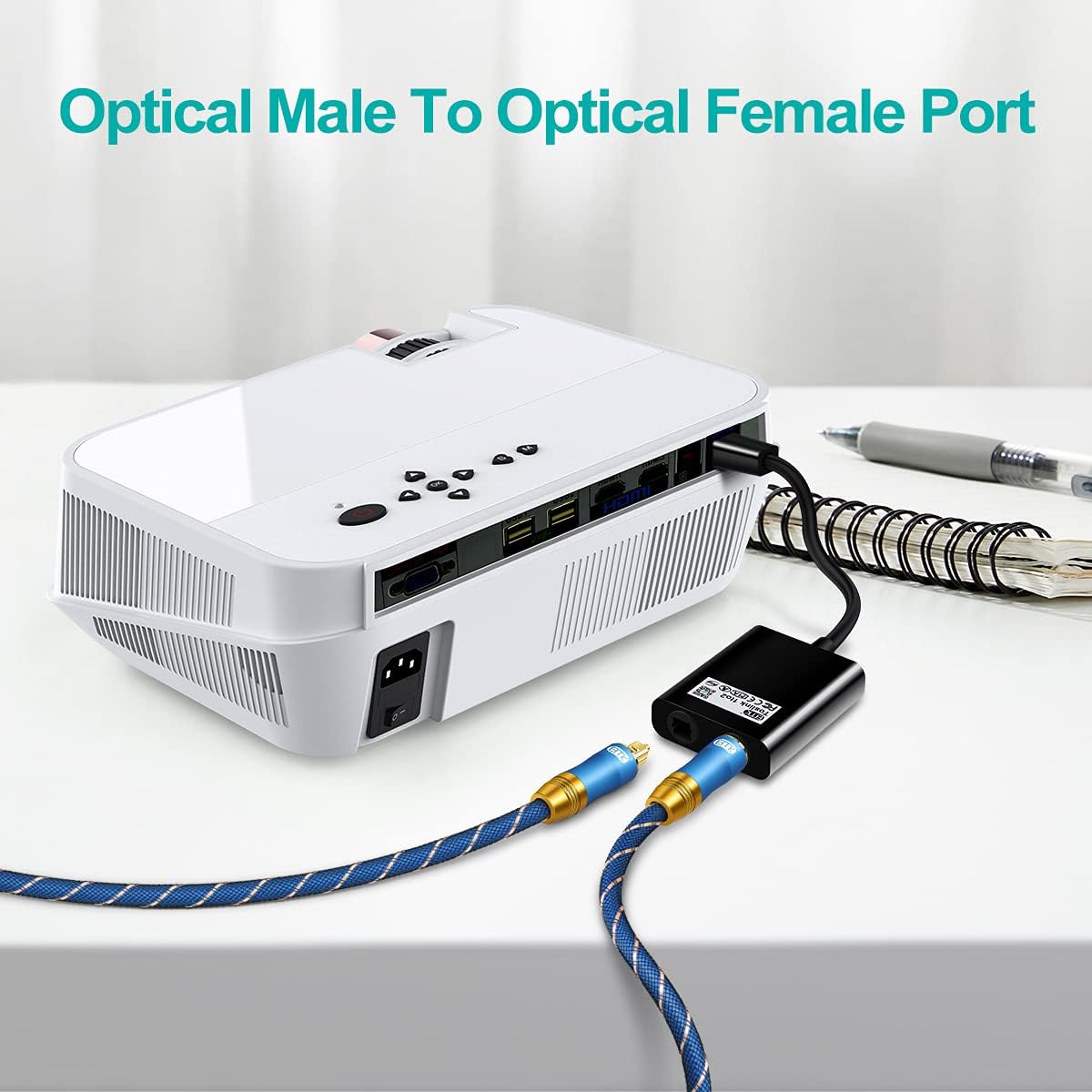 EMK 1x2 1 2 Optical Splitter - In Out Digital Audio Splitter - Compatible With Home Theater, Sound Bar, TV, Blu-ray