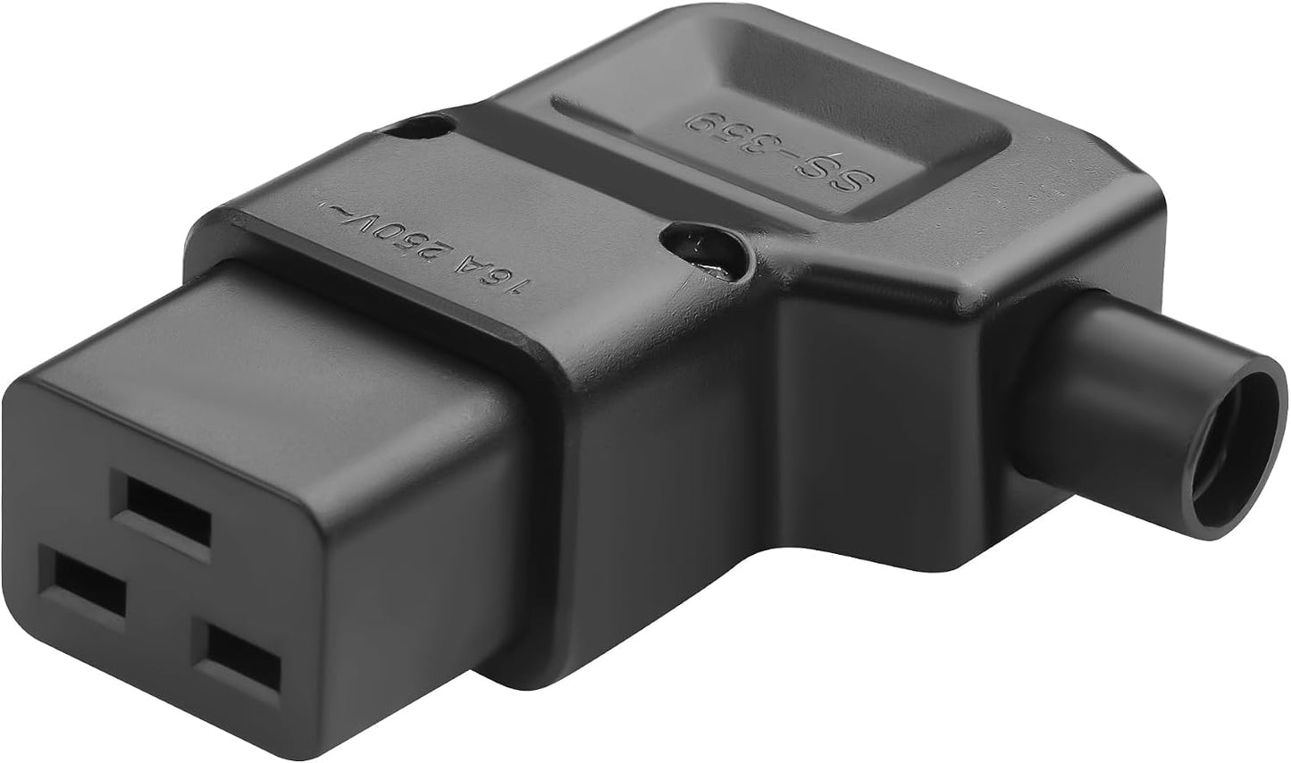 JSADZKJ IEC320 C19 Adapter,16A/250V C19 Connector,90 C19 Computers,Monitors,Servers,UPS,PDU,etc.-Blac(IEC320 C19) Right