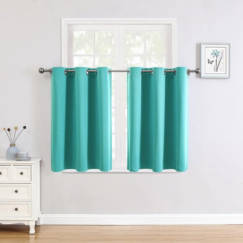 ChrisDowa Small Window Curtains - Grommet Thermal Insulated Room Darkening Panels (Teal, 52 x 36 Inch)