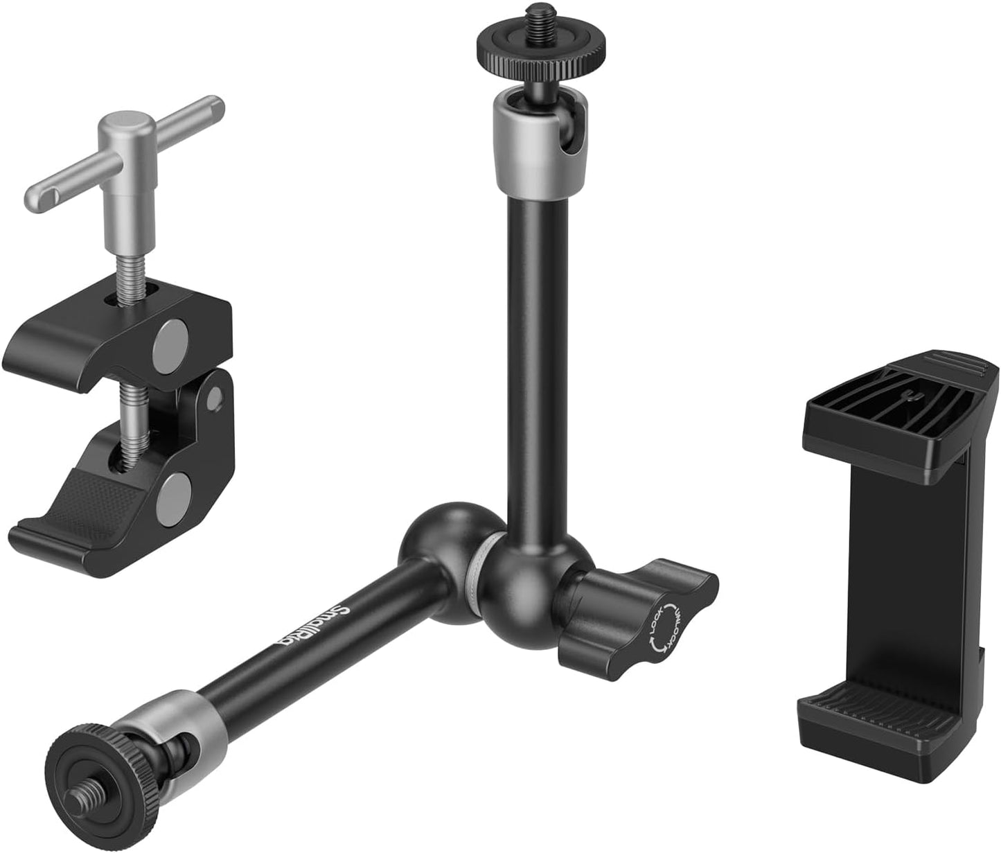 SMALLRIG 1/4" 3/8" 9.8 Inches 5326 Clamp w/ and Thread Holes, Adjustable Friction Power Articulating Magic Arm