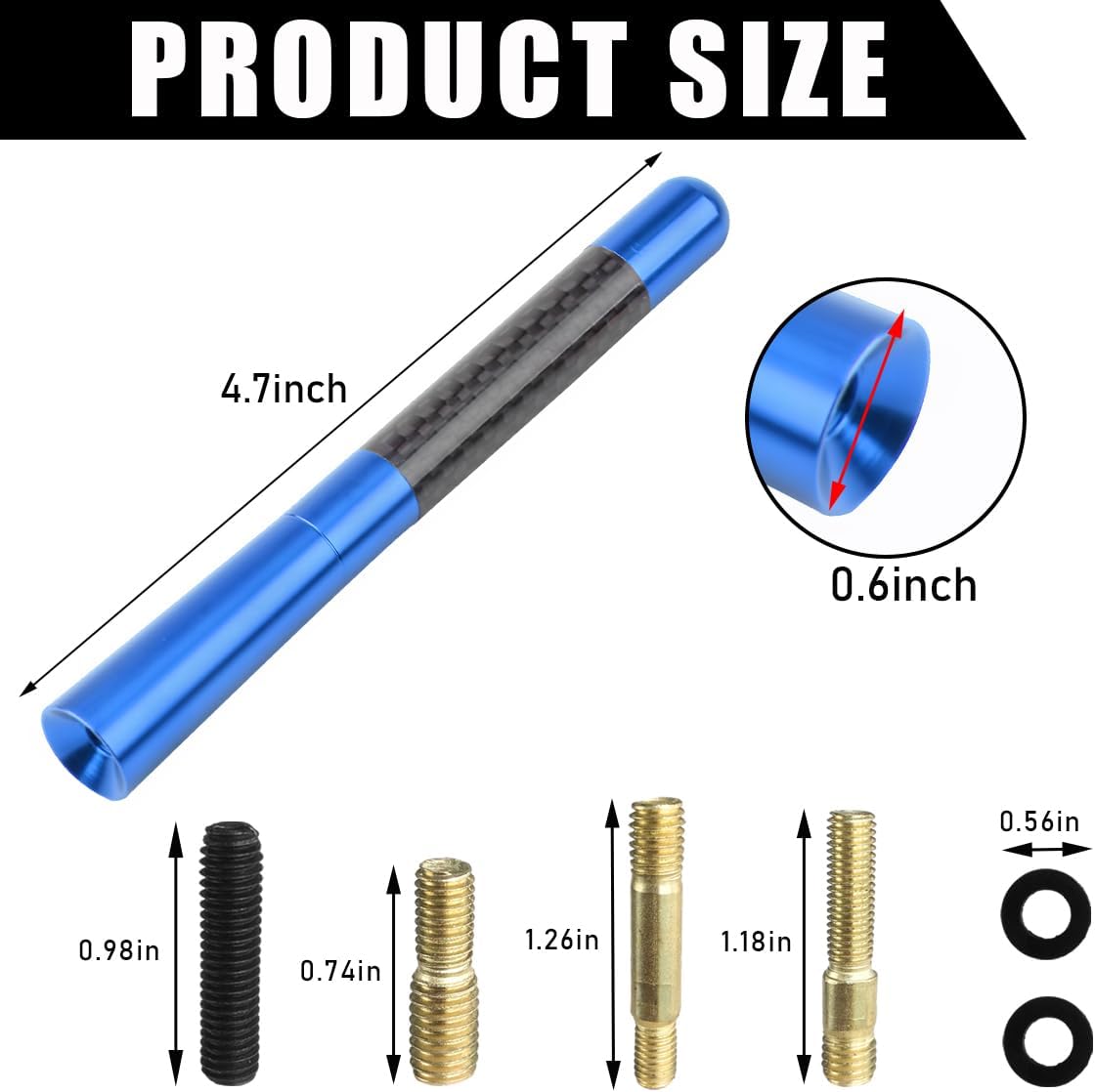 Yourkar 4.72 Inch Car Short Antenna, Aluminum Auto Roof Mount Short Antenna, Radio Antenna Mast Replacement with Screws