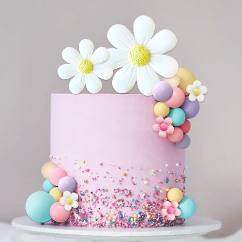 42Pcs Boho Daisy Flower Cake Topper Mini Balls Cake Decorations Retro Groovy Cake Toppers for Women Girls Kids Birthday Baby Shower Wedding Daisy Flower Hippie Themed Party Supplies