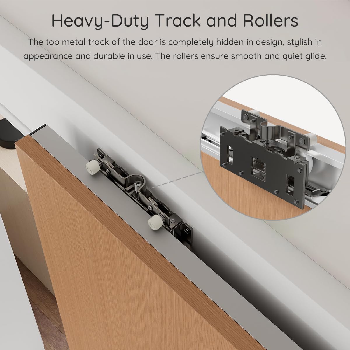 47" Concealed Sliding Barn Door Hardware and Track ，Floating Wall Mount，Soft Closing(Newly Upgraded 4-Wheel Pulley)