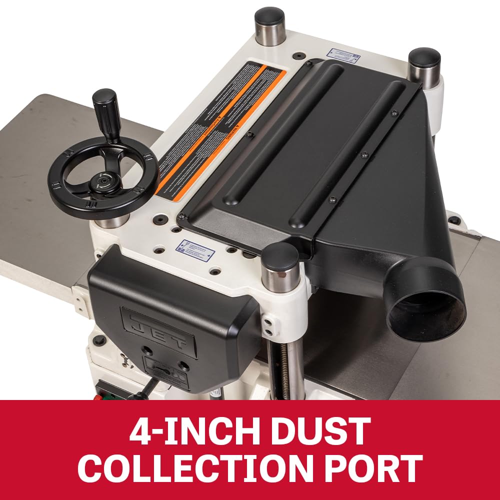 JET 15-Inch Thickness Planer for Woodworking, Helical Style Cutterhead with 2-Speed (16 FPM / 20 FPM) Feed Rate, 3 HP, 230V 1Ph (JPW-15BHH)