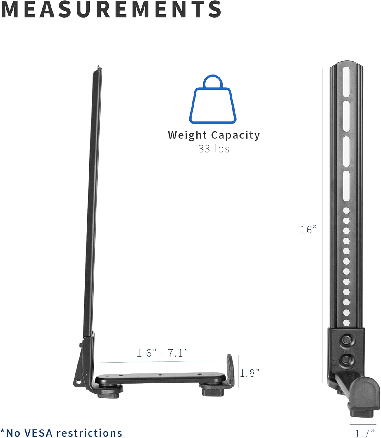 VIVO 33 lbs Mount-SPSB5 Steel Soundbar Bracket Speaker Mount with Non-Slip Base, Above or Below Wall Mounted TV, Fits