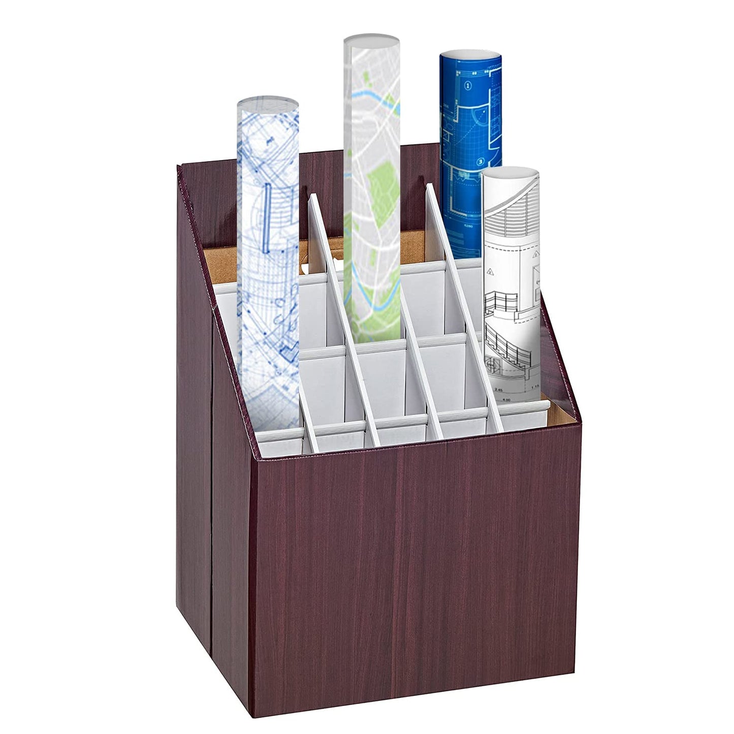 Adir Corp. Blueprint Storage Bin Organizer - Vertical File Box for Blueprints, Posters, Construction Plans, Gift Wrap, And Map Holder Station - Cardboard Blueprint Holder - 1 Box
