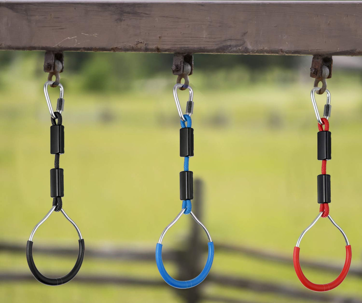PELLOR 4-Pack Colorful Ninja Rings -Gymnastic Rings, Ninja Slackline Obstacle Course Accessories, Backyard Playground Training Equipment Play Set for Kids Adult