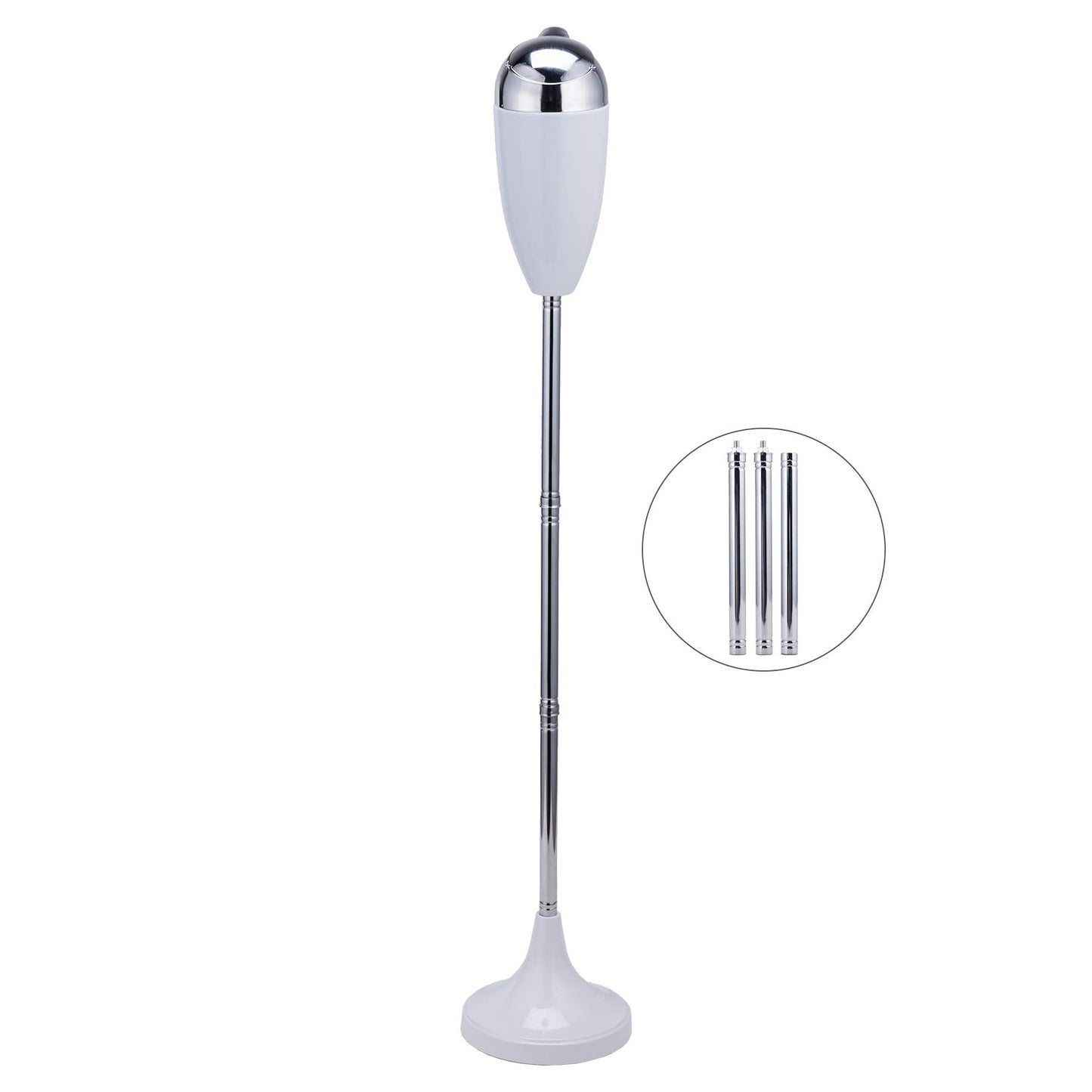 CO-Z Adjustable Floor Standing Ash Tray, Smokeless Outdoor Ashtray with Lid for Home Patio Cigarettes Ash Butt Disposal, Stainless Steel Windproof Stand Ashtray in 20", 27.5", 35" Heights, White