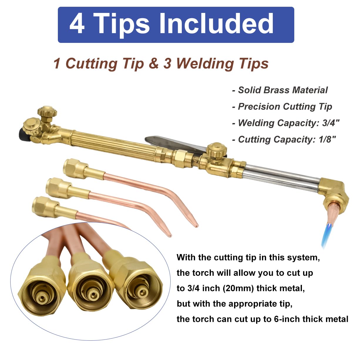 Oxy Acetylene Torch Kit, Gas Cutting Torch Welding Kit with Cutting & Welding Nozzle Gas Regulator & Oxygen Acetylene Gas Hose，Medium Duty Oxygen Acetylene Torch Kit Welder Tool Set