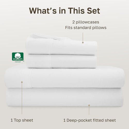 California Design Den Full Size Bed Sheets Set - 100% Soft Cotton, 400 TC, Deep Pockets | Antique White