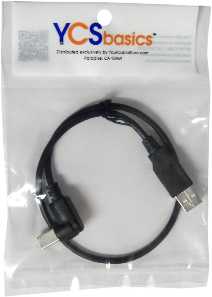 YCS basics 18 inch 2.0 USB Right Angle Printer/Scanner Cable