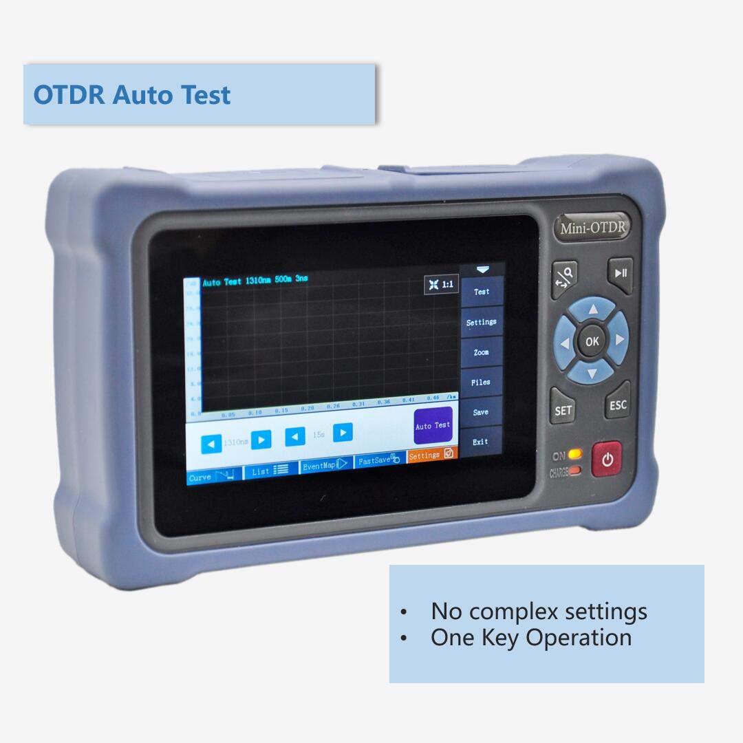 QIIRUN Portable OTDR Fiber Optic Tester 1310/1550nm 26/24dB - Easy-to-Use Optical Time Domain Reflectometer, 4.3" Touchscreen Handheld Fiber Tester with VFL OPM OLS, Complete Kit for Field Testing