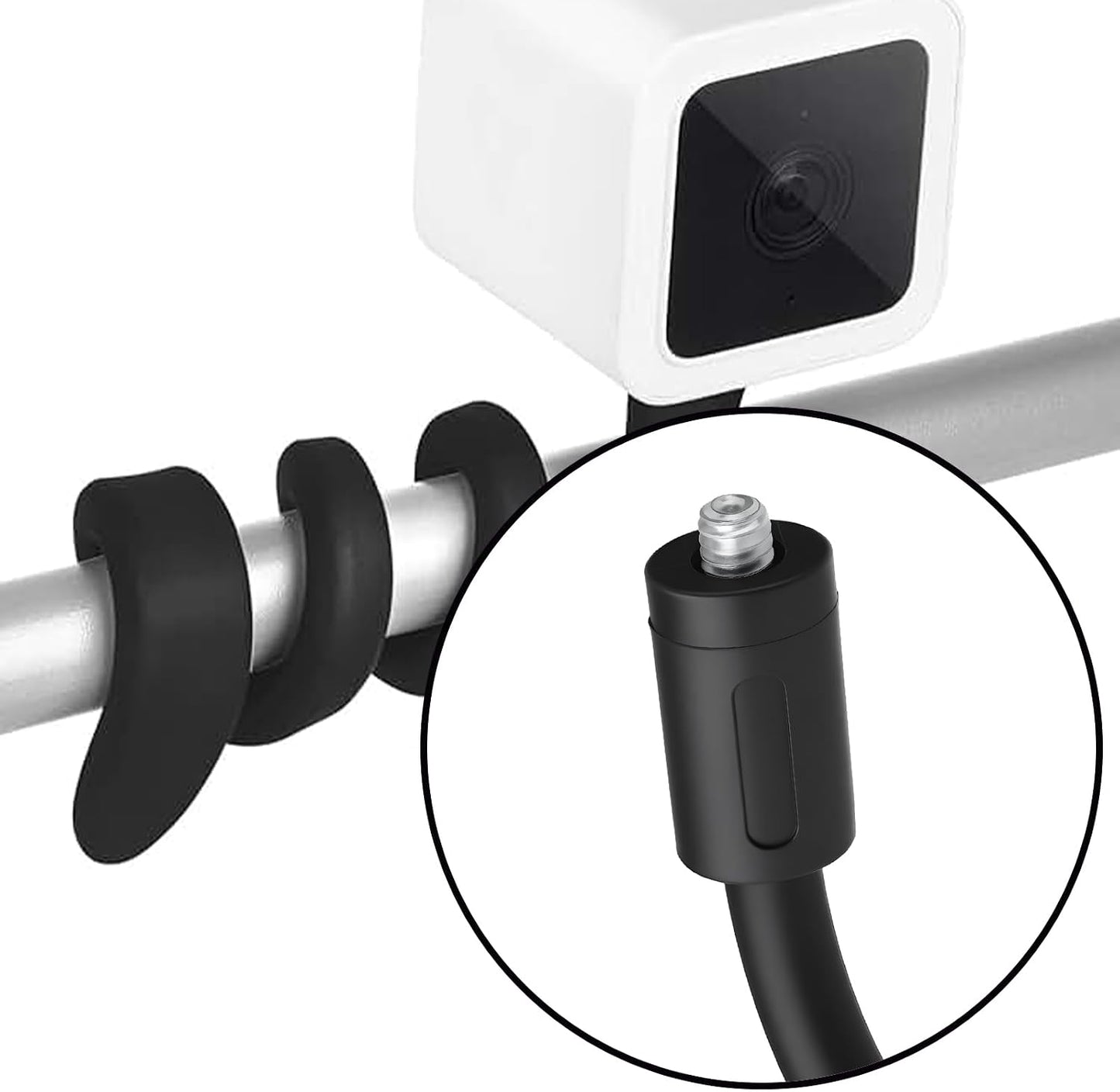 1/4'' Flexible Bracket Twist Mount Base Bracket for Crib Surveillance Camera Remote Care Device, Black