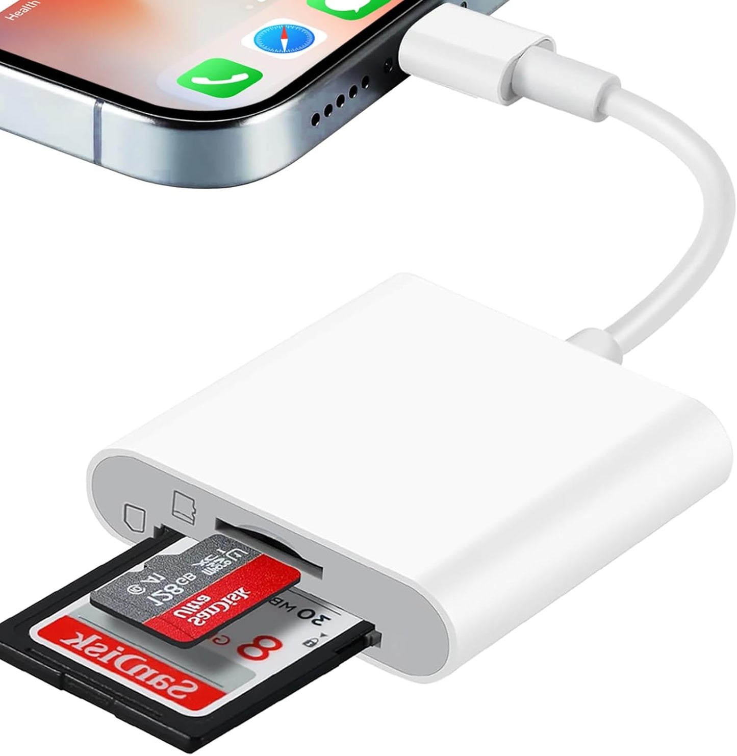 Luonanava SD Card Reader for iPhone, SD & Micro SD Dual Slots Memory Card Reader for iPad, Plug and Play Trail Game