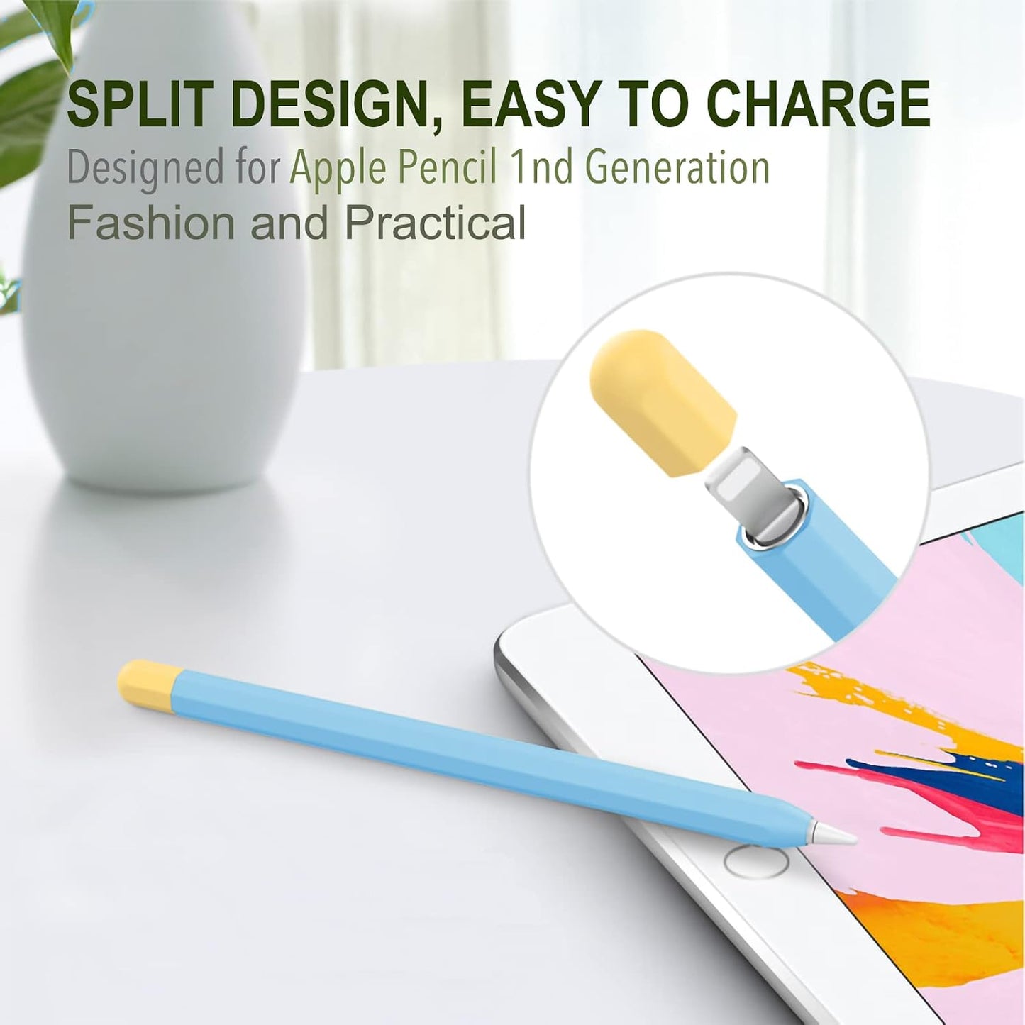 KELIFANG 1st 2 12.9/10.5/9.7 inch, Silicone Case Sleeve Cover Compatible Apple Pencil Generation, Protective Skin