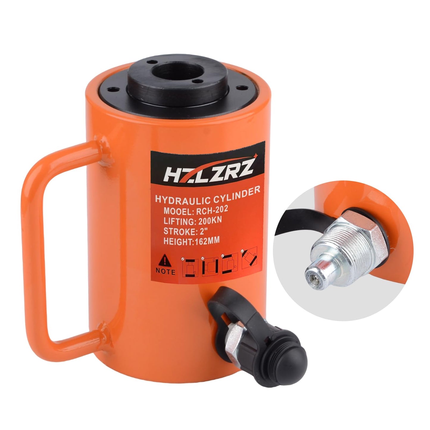 HZLZRZ 20T Hydraulic Cylinder Jack Hollow Single Acting Hydraulic Ram Cylinder, Hydraulic Lifting Cylinders 2"(50mm) and Porta Power Kit(RCH-202)