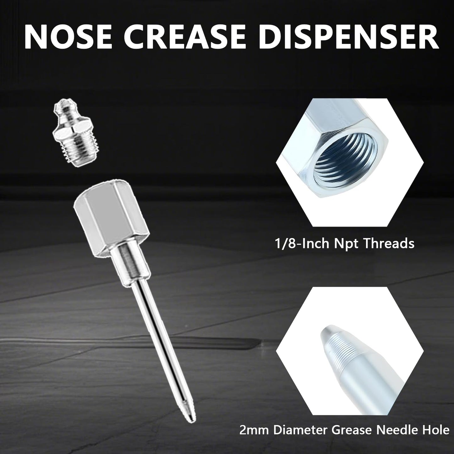 Grease Gun Tips Kit – Grease Gun Needle Nozzles, 12" Flex Hose, Grease Dispenser, Hydraulic Couplers, Rubber Adapter – 12PCS Lubrication Accessories for Automotive, Tractor, Machine Lubrication