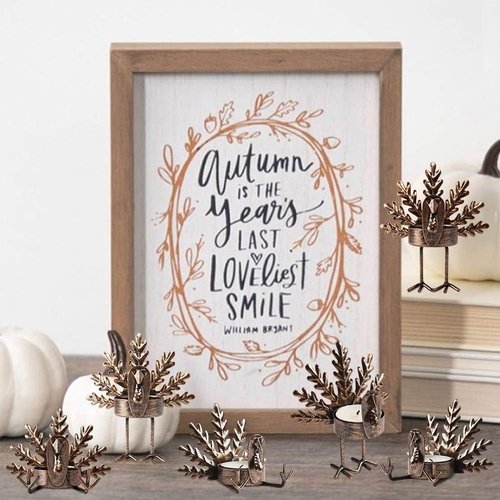 FORUP Metal Turkey Tea Light Candle Holders - 6 Pack for Thanksgiving Home Decor