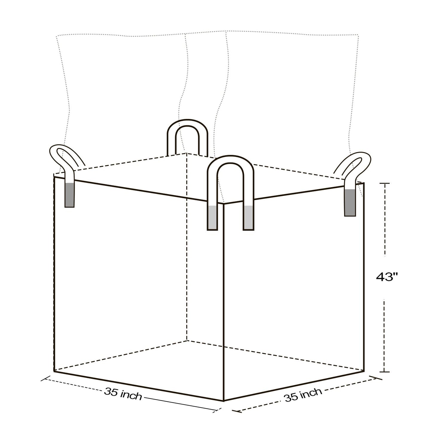 CFKJ 10 Pack FIBC Bulk Bag 1 One Ton Bag 35" L x 35" W x 43" H 2200lbs SWL Duffle Top Flat Bottom FIBC Big Bulk