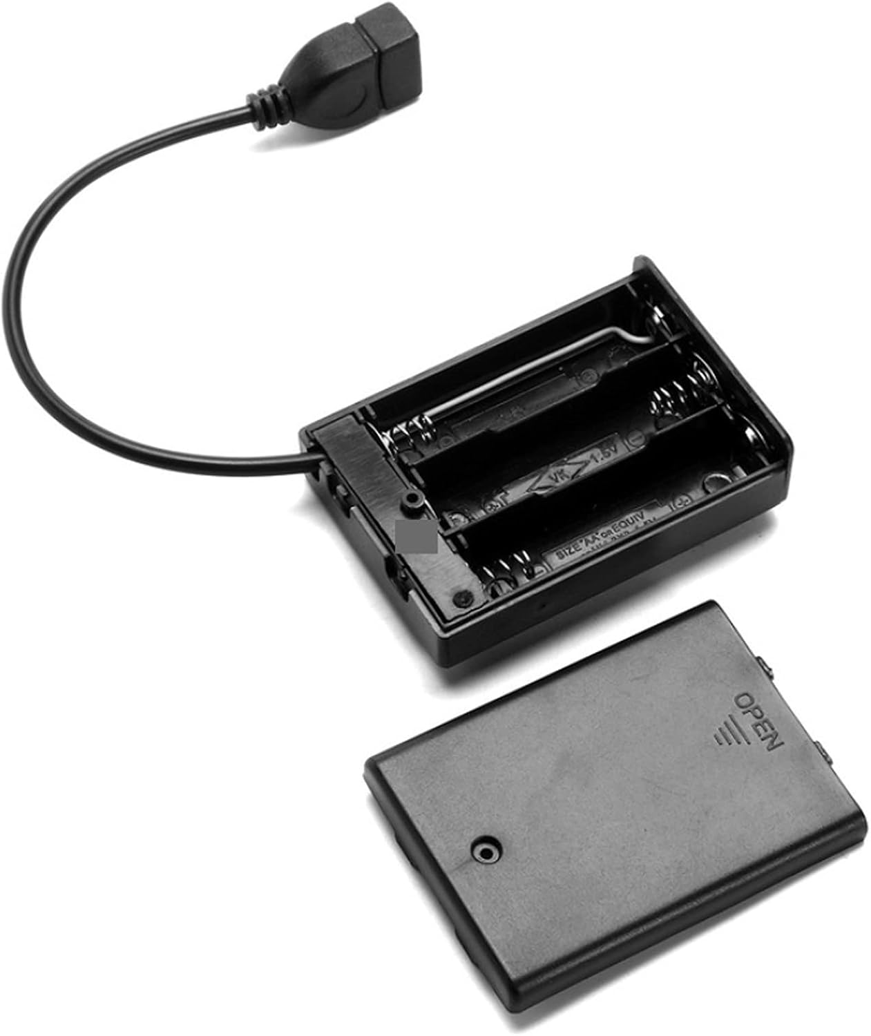 LVFEIFAN 2PCS 3 1.5V 3 4.5-5V x AA Battery Holder, AA Battery Case Box Holder with Cover and On/Off Switch, with USB