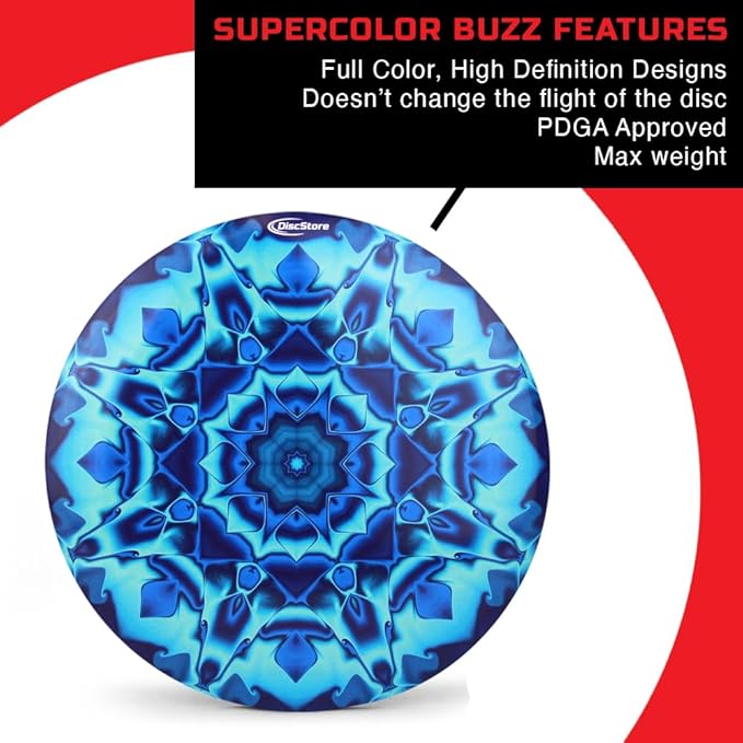 Discraft ESP Buzzz Supercolor Midrange Disc Golf Disc - Custom Design Discraft Discs - Straight Flying and Great for All Skill Levels - Free Mini Marker Included