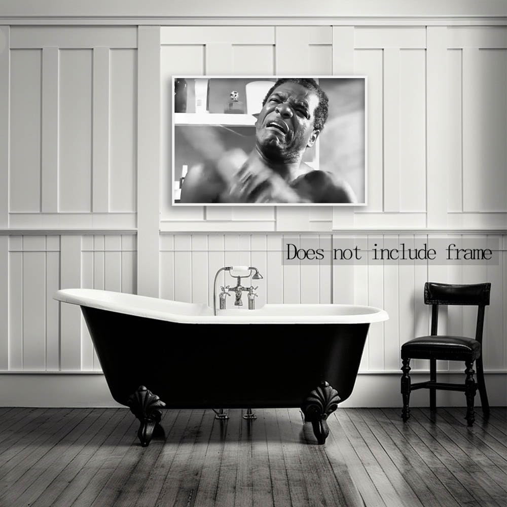 Regine Switzerland Funny Friday Bathroom Poster - Black & White Wall Art Canvas Print | 12x18 Inch Unframed Decor