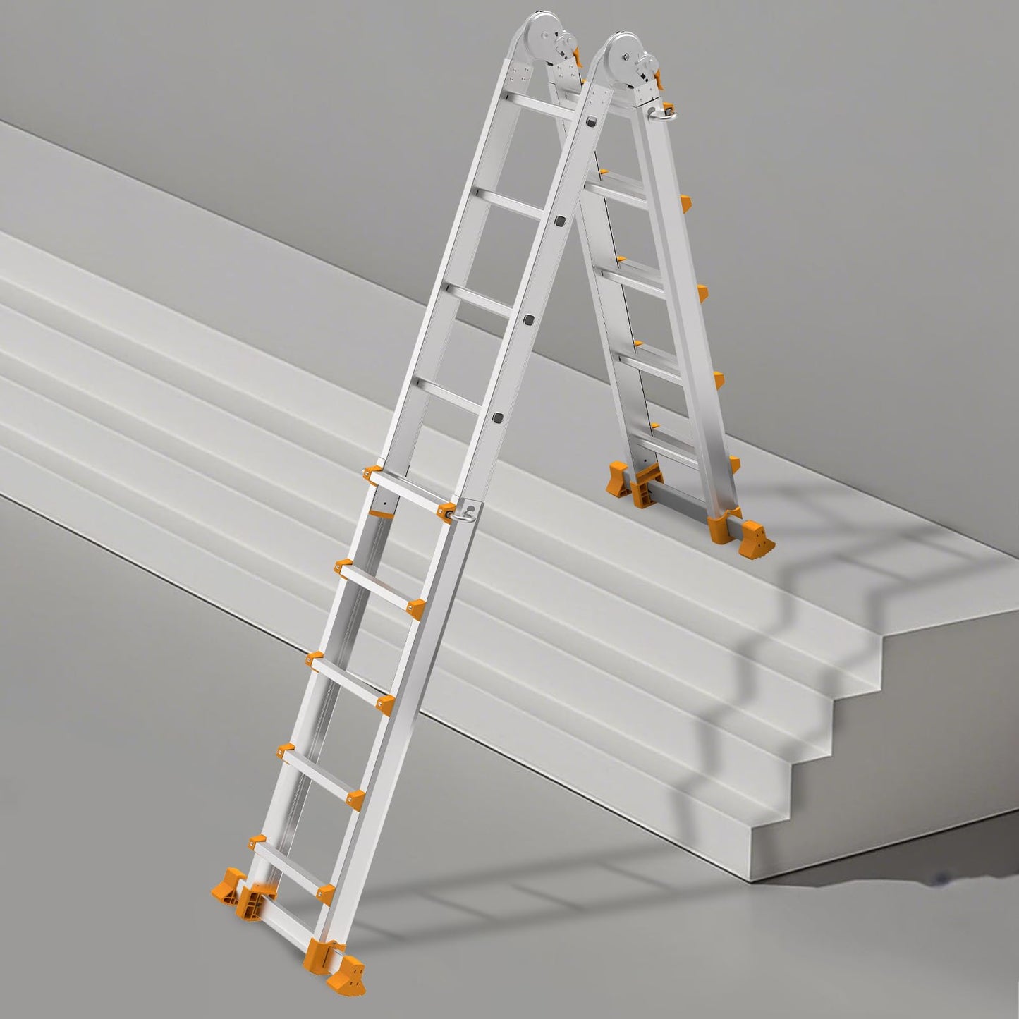 Valeo Ladder 17 FT, A Frame 5 Step Ladder Extension,Multi Position & Storage Folding Ladder, 330 lbs Security Load Telescoping Ladders for Stairs Home Indoor Outdoor Roof