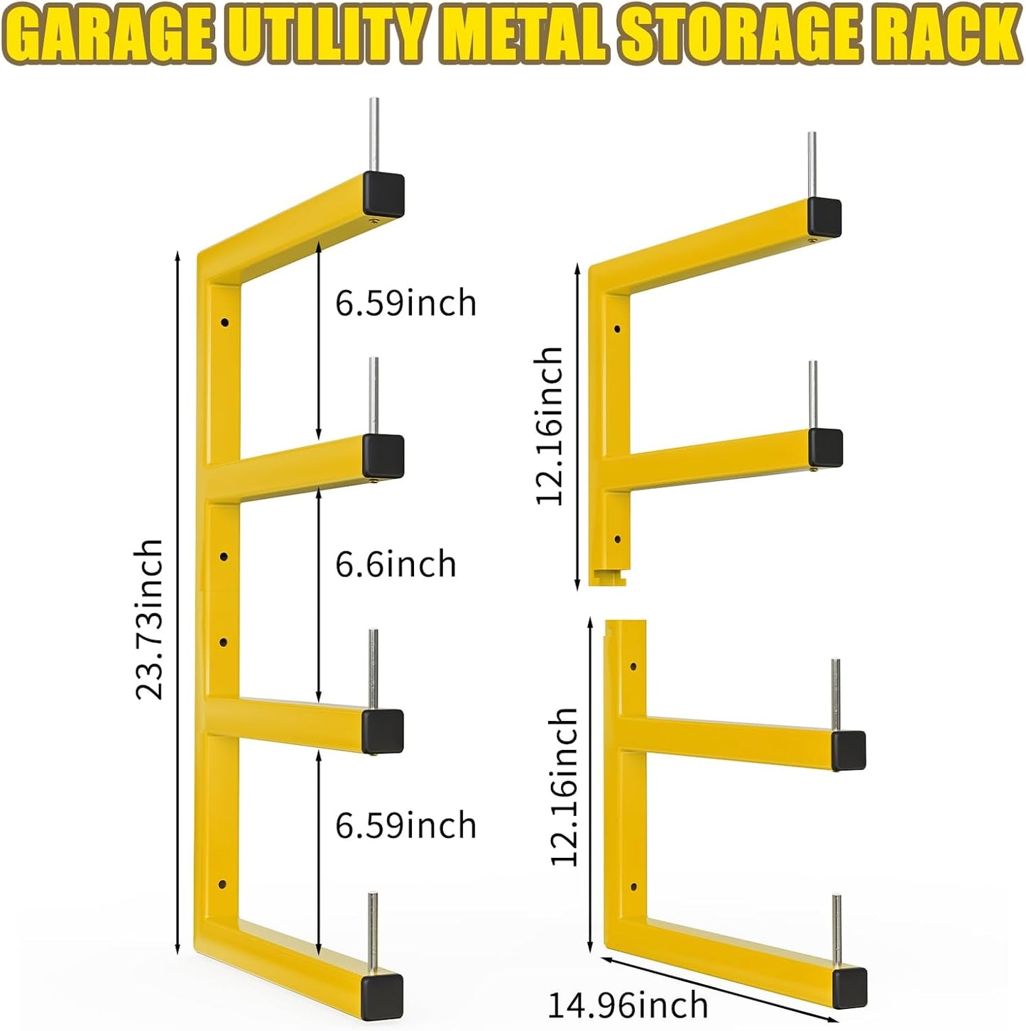 Skiennix Lumber Storage Rack - Heavy Duty Wall-Mounted Organizer | 8-Level System, Holds Up to 1600 Lbs, Yellow