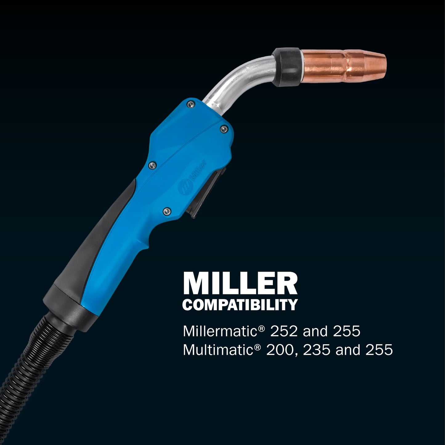 Miller MDX-250 MIG Welding Gun with AccuLock - Air-Cooled Welder Gun with 15 ft Cable - Easy-Grip Electric MIG Gun - Pulse Welding Capable MIG Torch - MIG Welder Gun with Optimized Wire Feeding (250A)