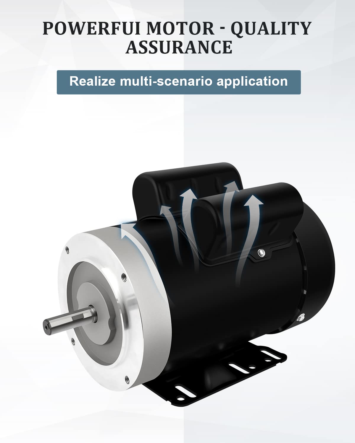 3HP Electric Motor, Air Compressor Motor, 3450 RPM Single Phase Motor, 56C Frame 208-230V 5/8" Shaft 60Hz CW/CCW TEFC
