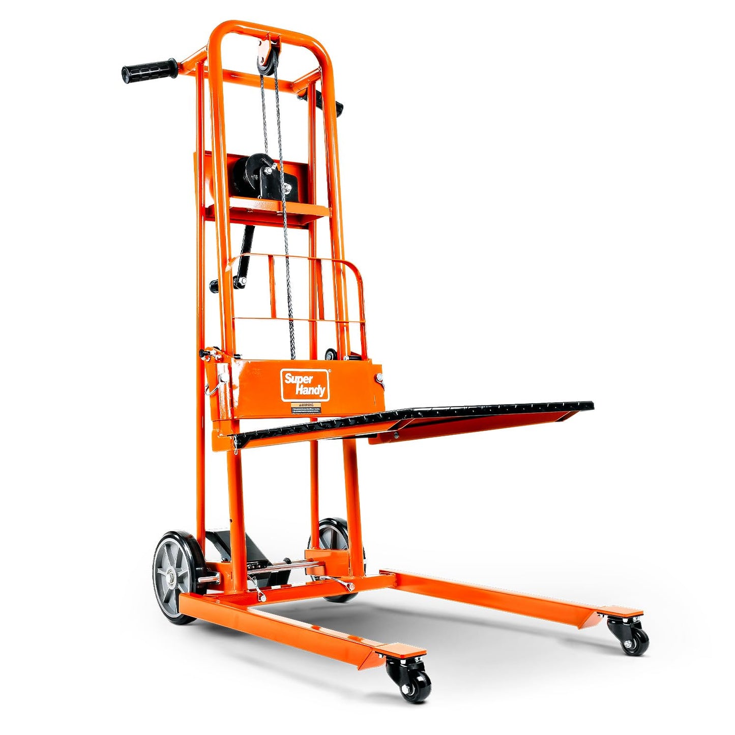 SuperHandy Material Lift Winch Stacker, Pallet Truck Dolly, Lift Table, Fork Lift, 330 Lbs 40" Max Lift w/ 8" Wheels, Swivel Casters [Patented]