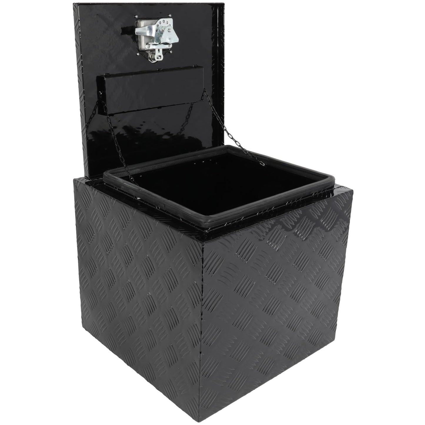 SCITOO 18 Inch Aluminum Diamond Plate Truck Bed Tool Box,Heavy Duty Crossover Storage for Most Full Size Pickups,Lockable Weatherproof Chest,Fits 18" Truck Beds,Easy Access to Load and Unload