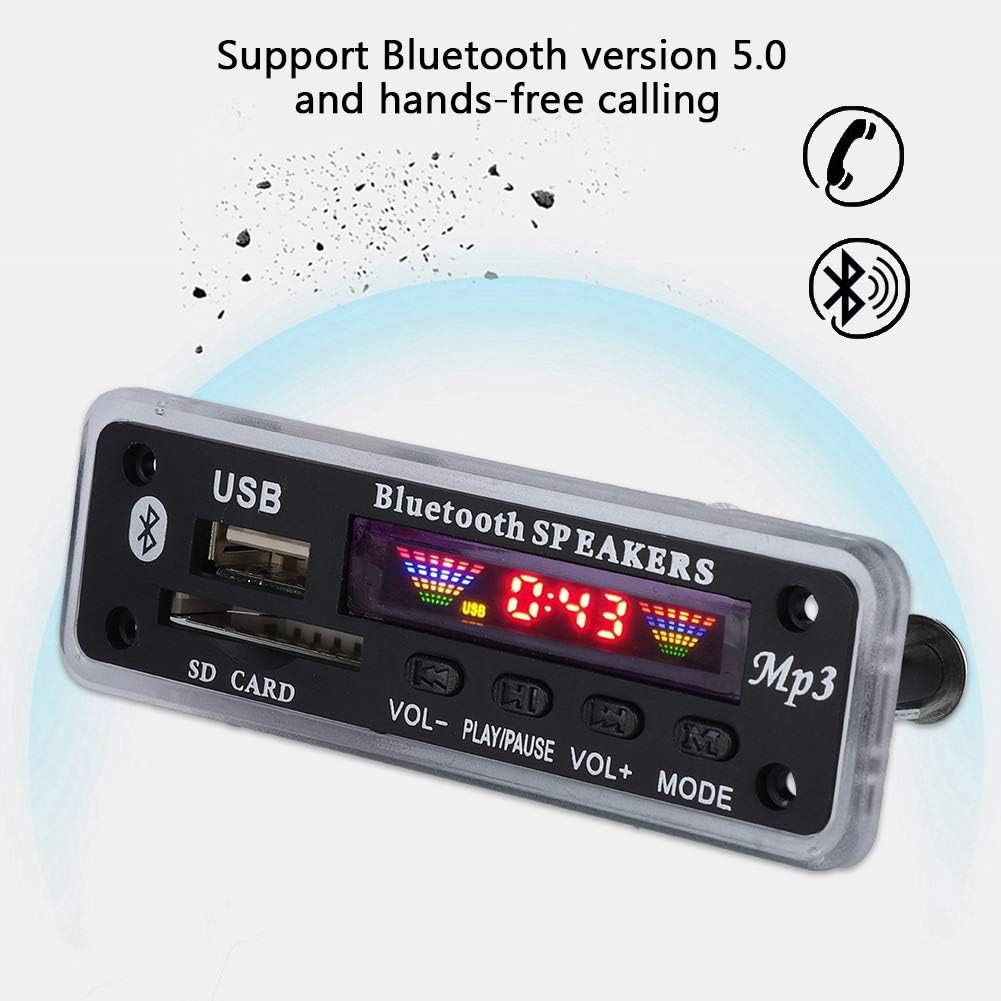 ASHATA MP3 5V/12V 5.0 MP3/WMA/WAV/FLAC/APE, Audio Decoder Board, DC Bluetooth Audio Decoder Module Support Colors