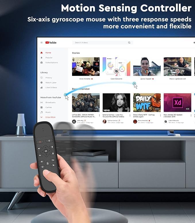 Miritz 6-Axis Air Mouse - with Voice, Gyroscope, Bluetooth, Infrared LearningPower Button only, USB Air Mouse Remote