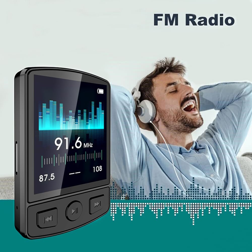 Wisoqu MP3 BT5.2, 30H (8GB) Player, Portable Lossless Music Player with Digital Screen, Speaker, FM Radio, E Book