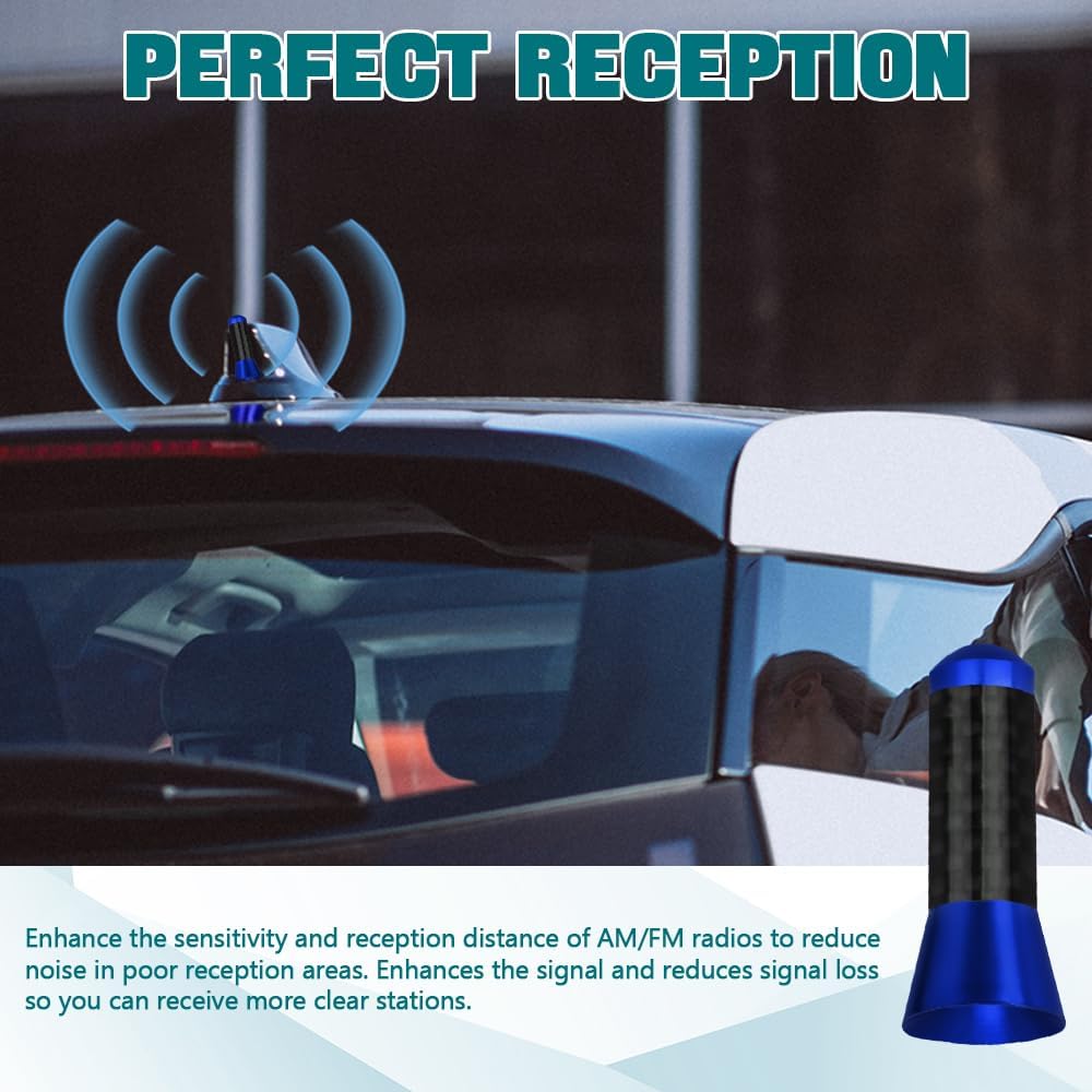 Kutyun 1.37" Car Stubby Antenna, Universal Mini Antenna with Aluminum Alloy Thread, Replacement Antenna for AM/FM Radio