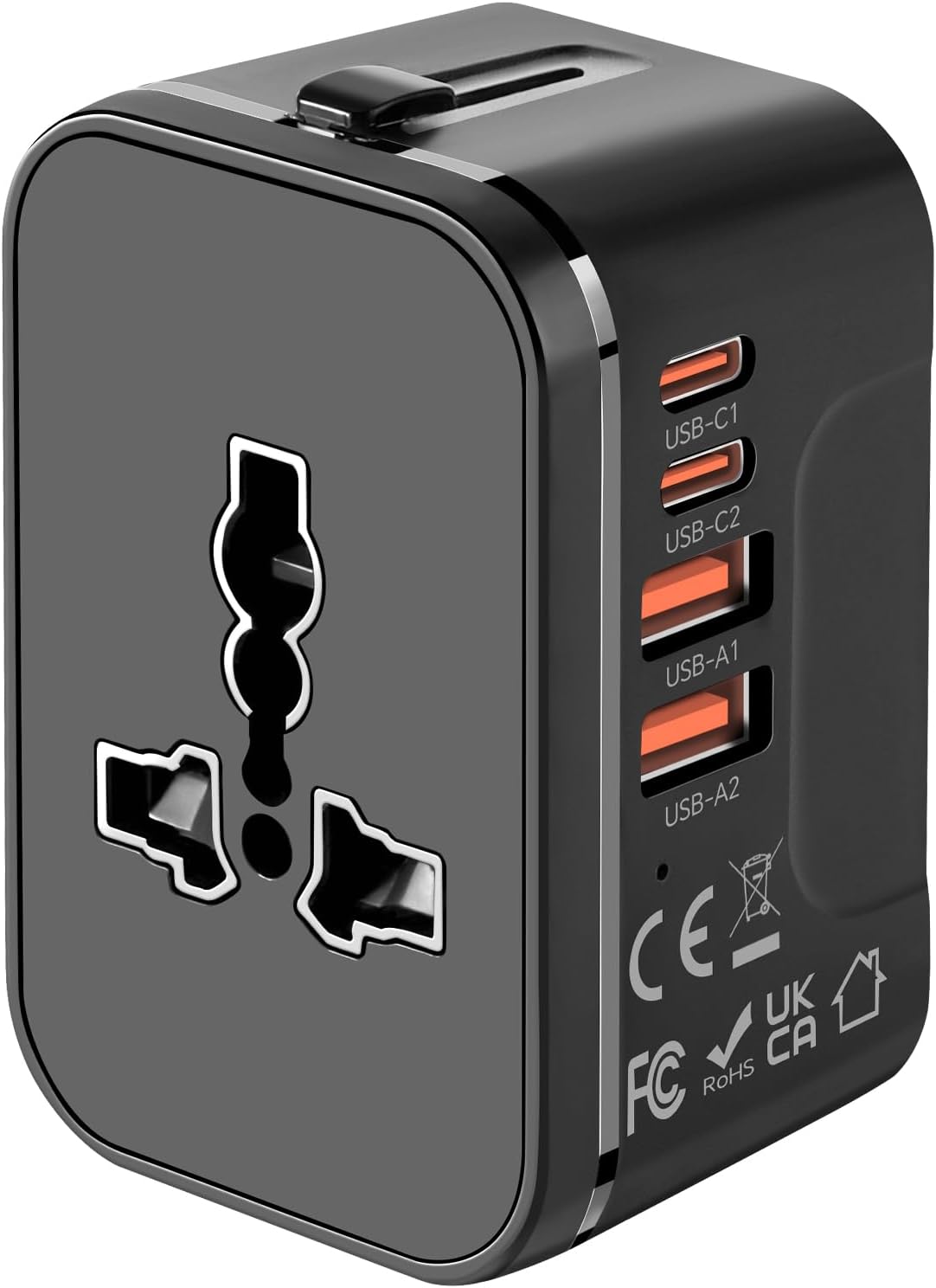 MINGTONG 2 PD20W 2 QC18W Universal Travel Adapter with USB-C & USB-A Ports, Fast Charging International Power Plug
