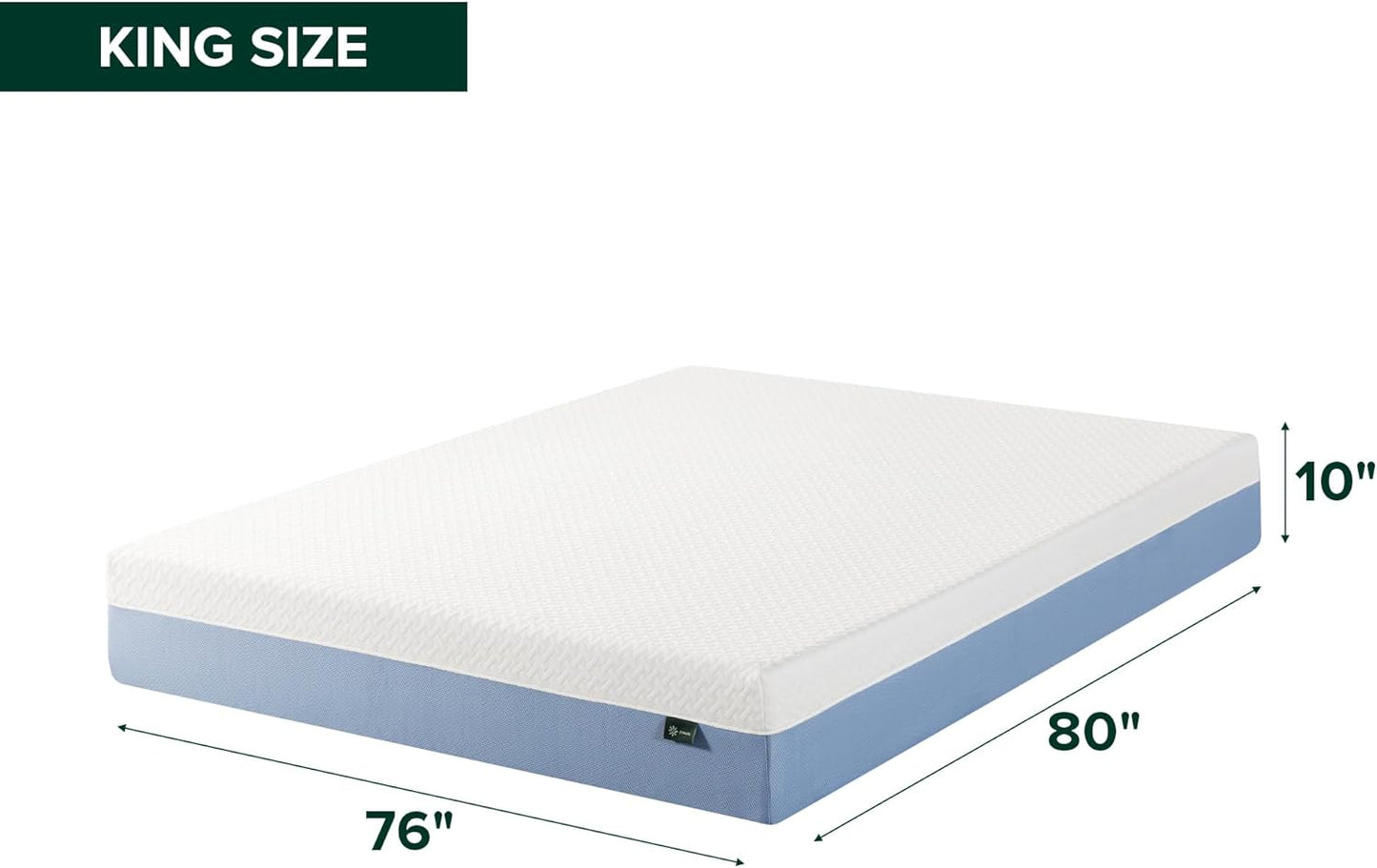 Zinus 10 Inch King Memory Foam Mattress - Cooling Comfort, Fiberglass-Free, Medium Feel, Safe Materials
