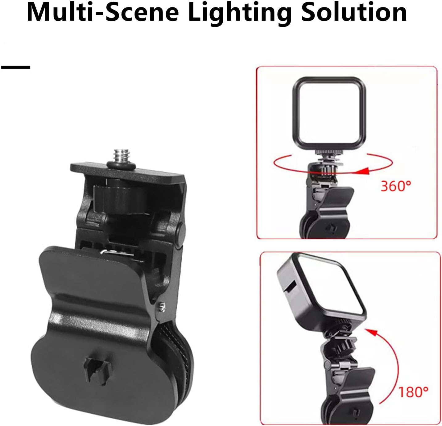 KxpkBom 2-Pack 1/4" Selfie Light Clip Mount Holder with Screw Connector - Universal Clamp Stand for Monitors, Cameras