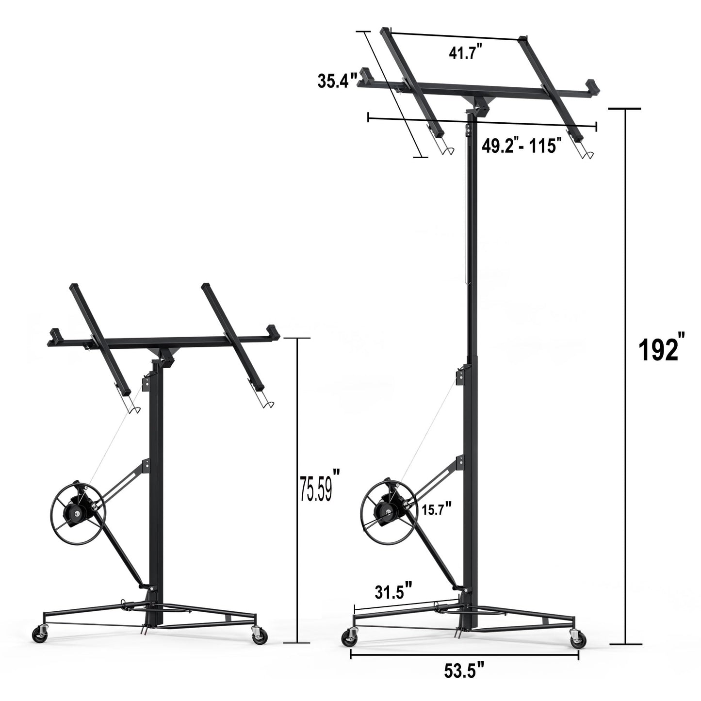 Drywall Lift 16 Ft,Drywall Rolling Lifter Panel,150LBS Heavy Duty Sheetrock Hoist Panel Hoist Jack With 360° Adjustable Telescopic Arm & 3 Lockable Wheels (16ft)