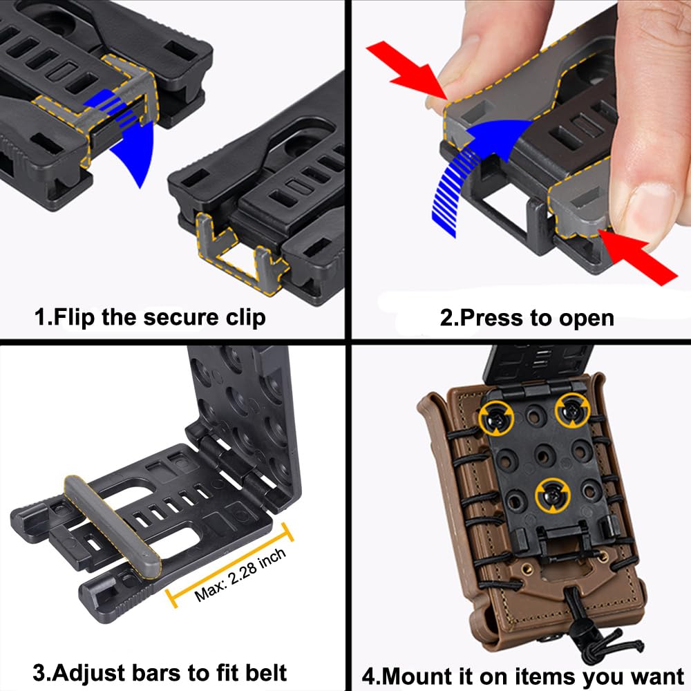 Knife Belt Clips Attachment with Mounting Hardware, Universal Utility for Tactical Sheath, Holsters, Mag Pouches, Magazine Carrier - 2 Packs EDC Carry Belt Clip(New Type#3)