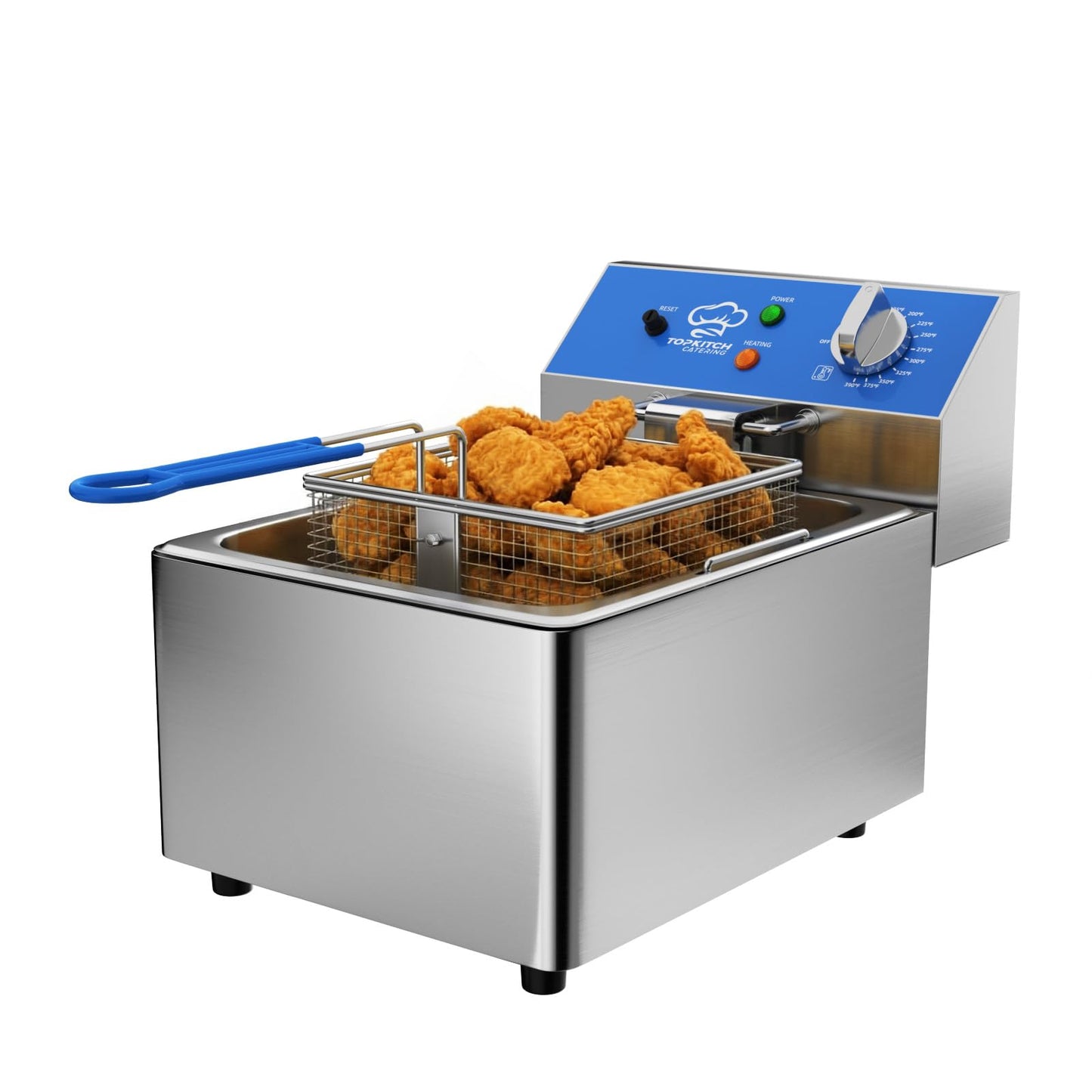 TOPKITCH 6L Electric Deep Fryer with Removable Oil Container and Handle, Solid Wire Mesh Basket and Lid, Lightweight Commercial Countertop Fryers - 120V 1800W