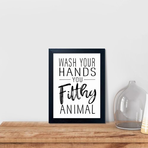 Bathroom Quotes Wall Decor | Black and White Canvas Art - Framed Toilet Decor for Kids' Washroom