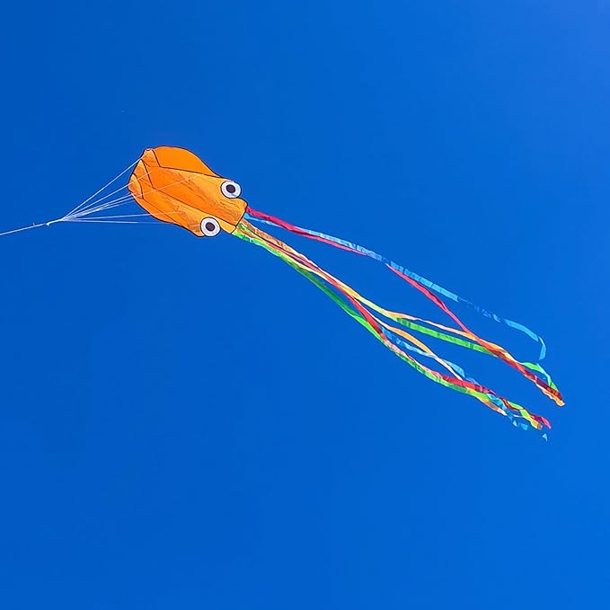 Octopus Kites for Kids & Adults Easy to Fly, 24”x 158” Large Soft Kite Kit for Boys and Girls, Single Line 3D Beach Kite Set for Teens,Perfect for Outdoor Activities