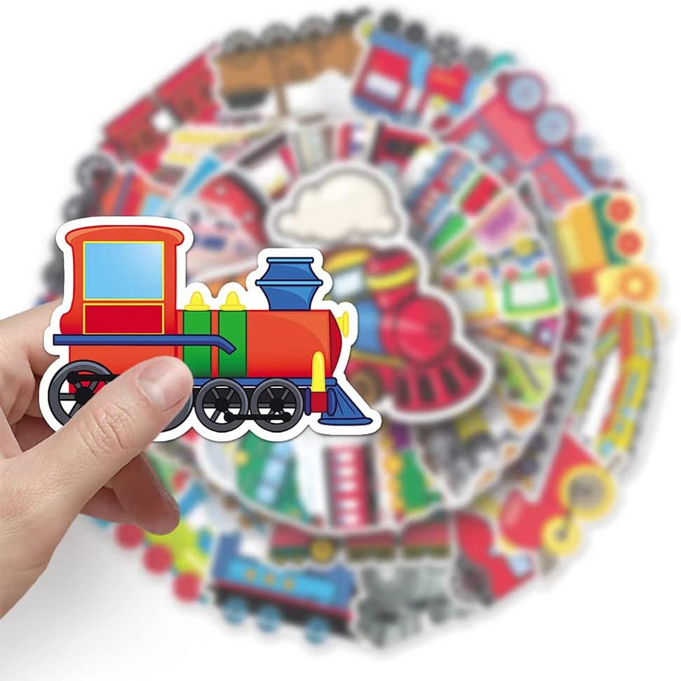 Jukome |50Pcs Train Stickers Train Waterproof Vinyl Decals for Water Bottles Bicycle Laptop Refrigerator Luggage